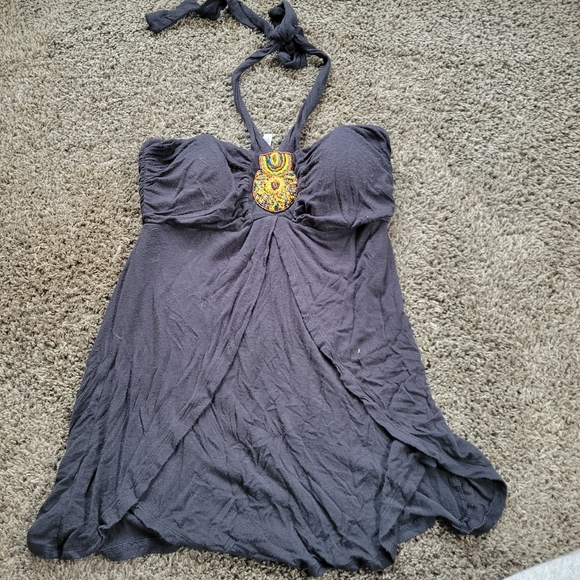 Charlotte Russe Tops - Charlotte Russe Black Beaded Halter Bra Top